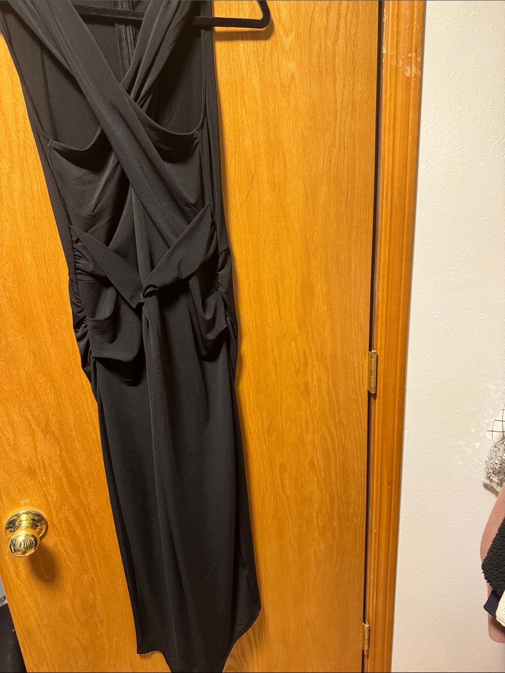 H by Halston Black Twist-Back Midi Dress